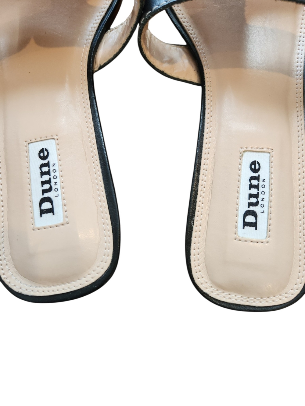 Dune London Loupe Black Leather Slide Sandals Cut Outs Smart Slider Size 38 Flat - Picture 5 of 8